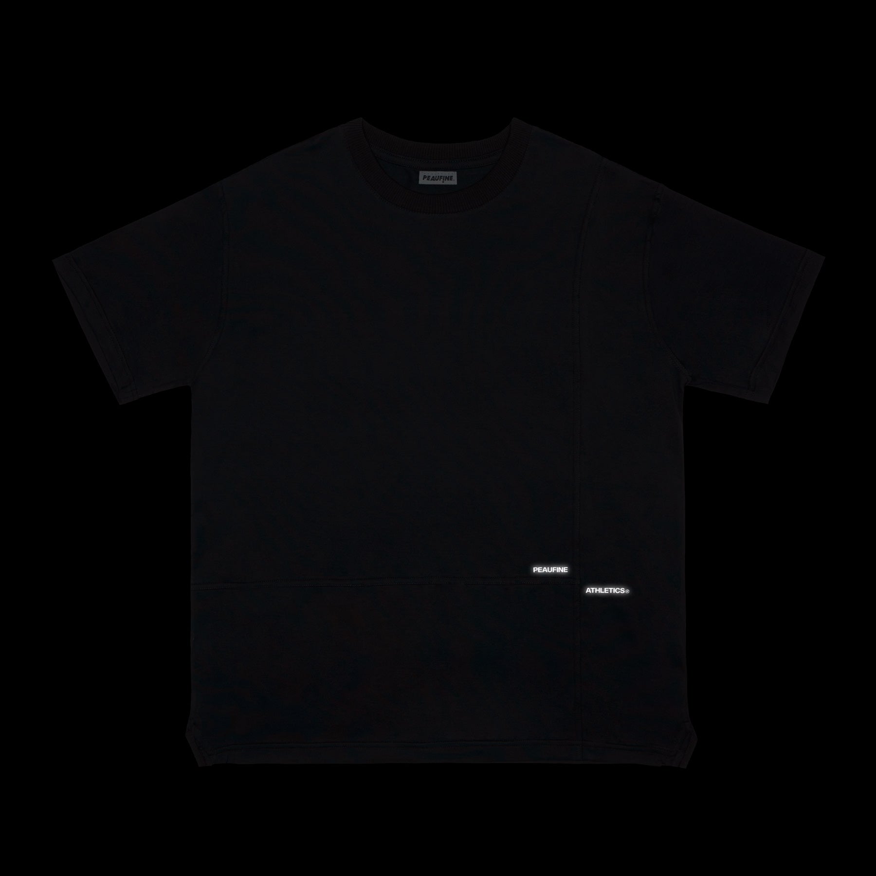 Black running shirt with reflective logo inserts